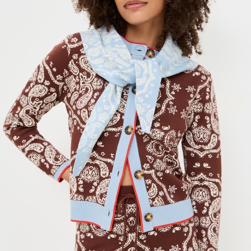 NEW! Chocolate Bandana Holly Cardigan L